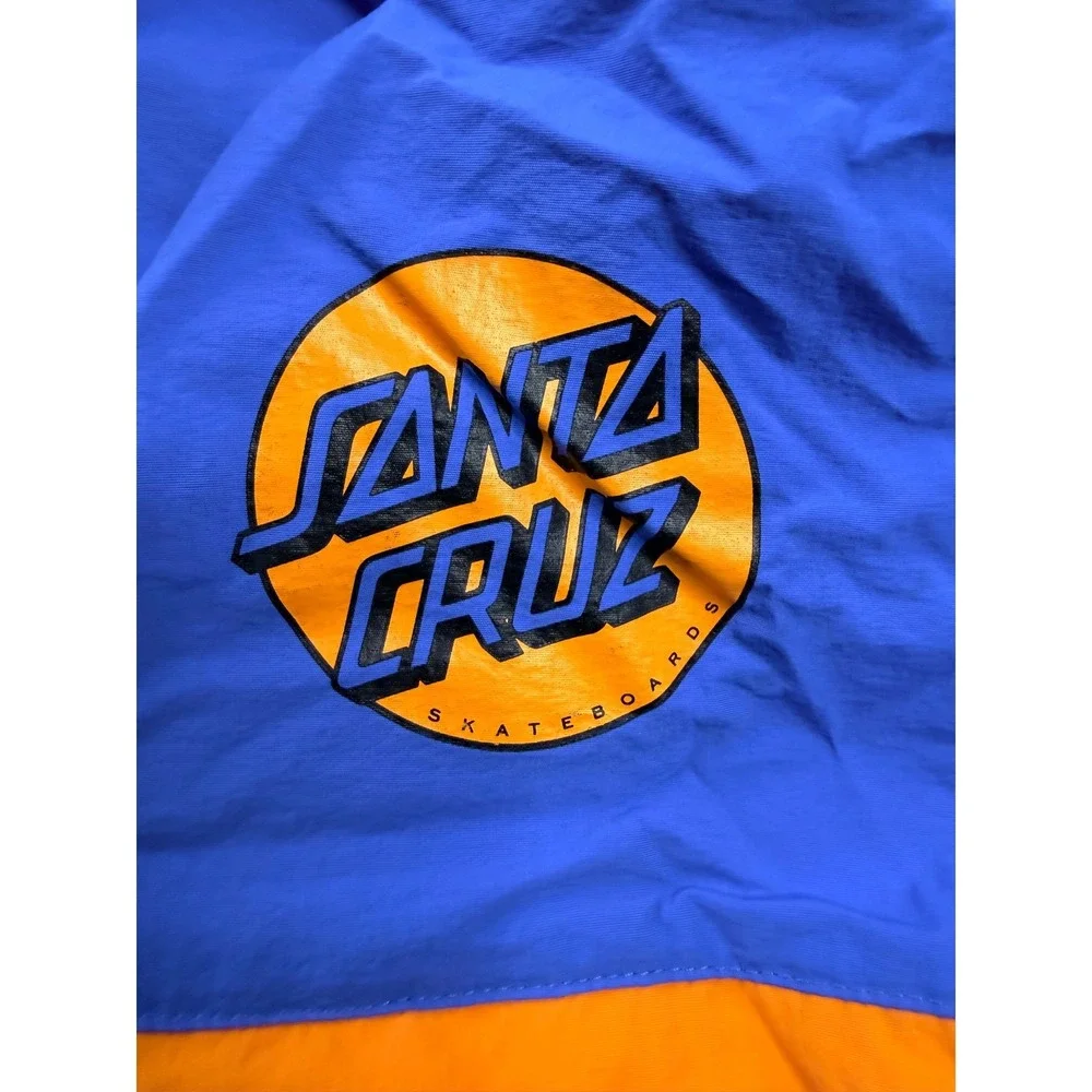 Santa Cruz Skateboards Anorak Windbreaker Jacket Mens‎ Small Blue Black Orange